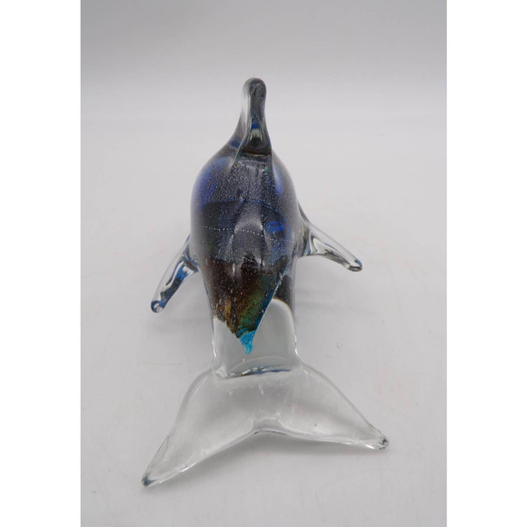 Murano Dolphin Figurine Crystal Glass Blown Paperweight Multicolor Ocean Tropic - Picture 6 of 9
